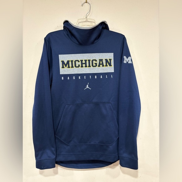 Air Jordan Michigan Wolverines Basketball Tunnel Hoodie Blue Men's Small ~ Used - Picture 1 of 7